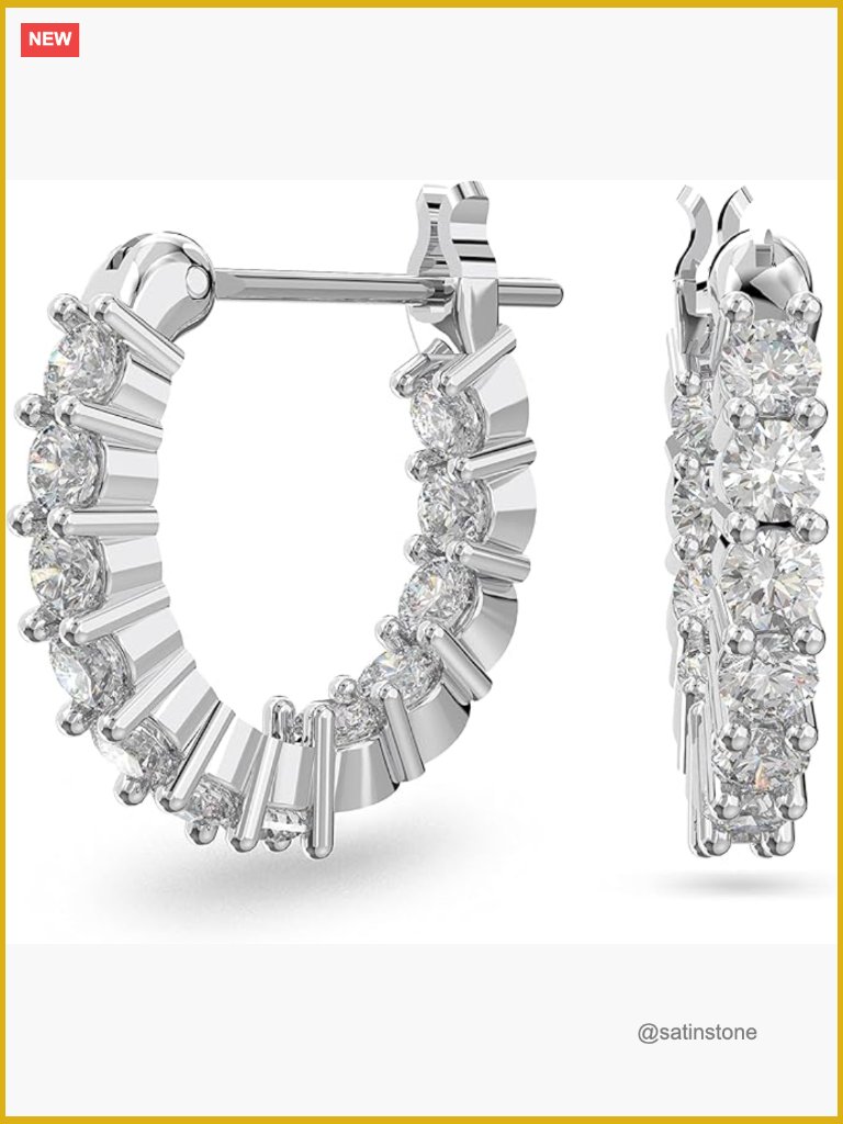 Matrix Vittore Mini Hoop Earrings - Cubic Zirconia, Rhodium Finish